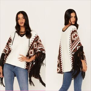 Idyllwind Miranda Lambert Southwestern Knit Poncho Sweater Size XL Boho Festival